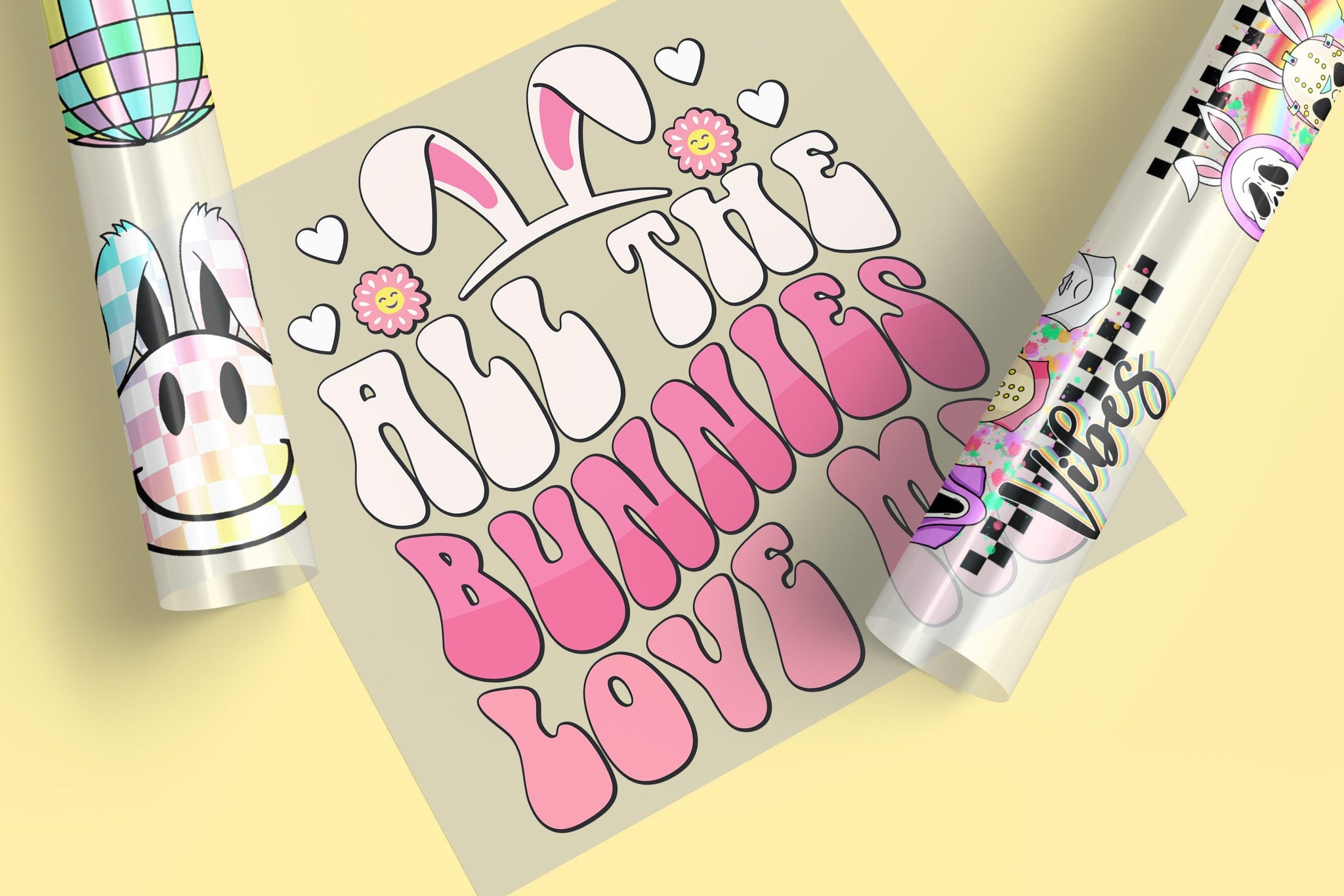 Easter Ready-to-Press DTF Transfers for apparel and accessories. Perfect for festive designs