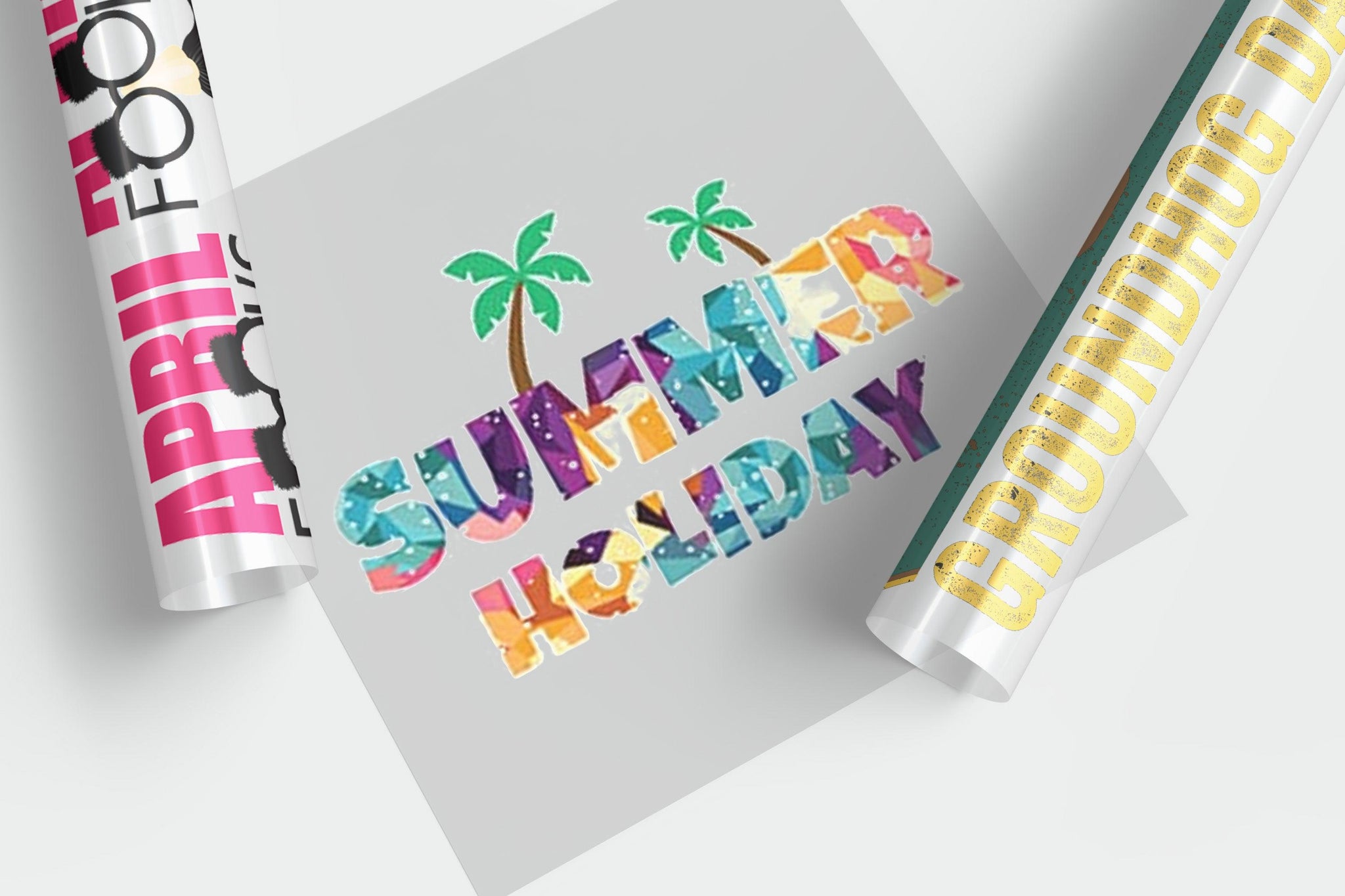 Collection of pre-made DTF transfer designs for various holidays. Ready-to-press and easy to apply on apparel, such as shirts, hats, and more