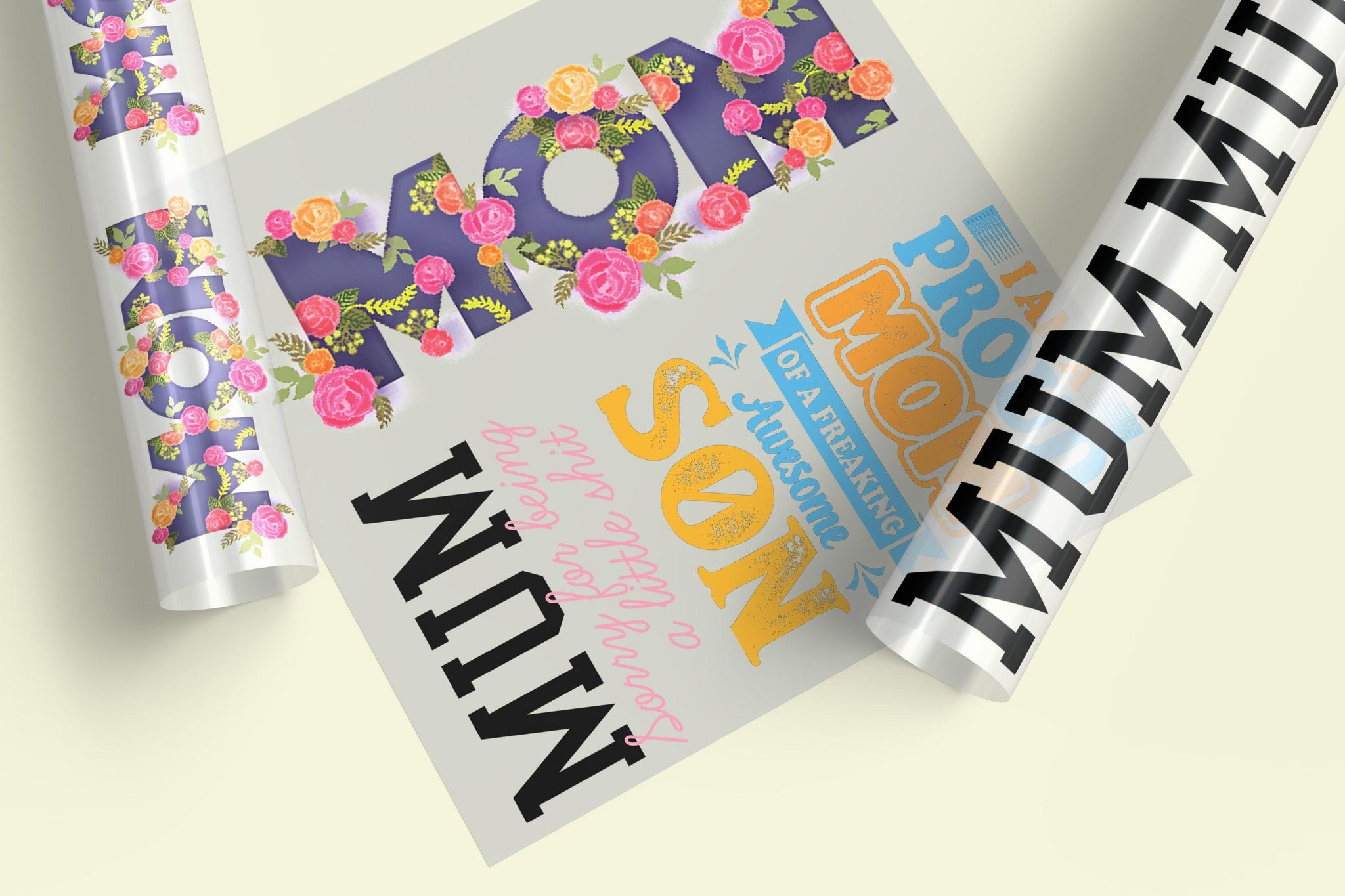Mother's Day DTF transfer designs collection featuring vibrant, ready-to-press graphics for custom apparel, including quotes and floral patterns