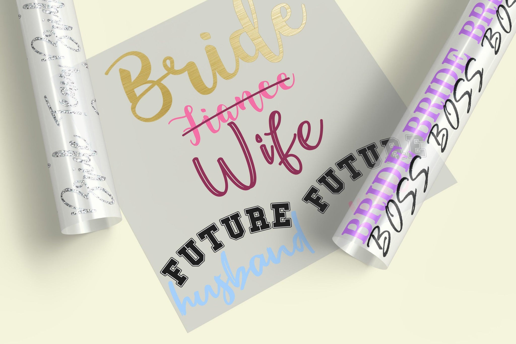 Wedding themed ready-to-press DTF transfer designs collection for custom apparel and accessories
