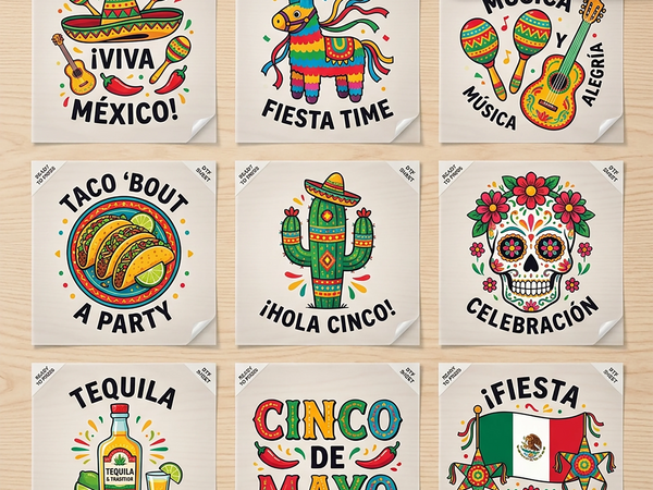 Cinco de Mayo DTF Transfers Ready To Press — fiesta, sugar skull, sombrero, pinata and taco designs including Viva Mexico, Fiesta Time and Tequila & Tradition
