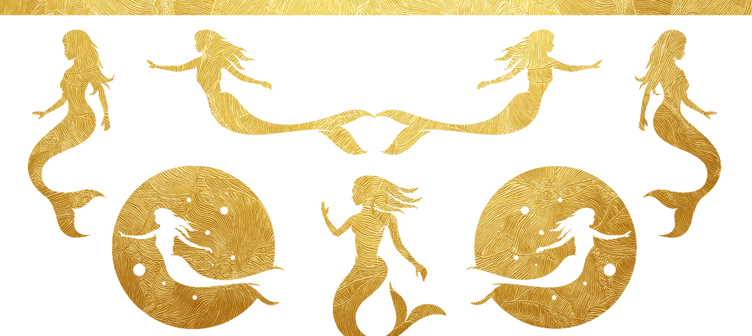 Golden Mermaid Sublimation Mug Print Artwork- Design.