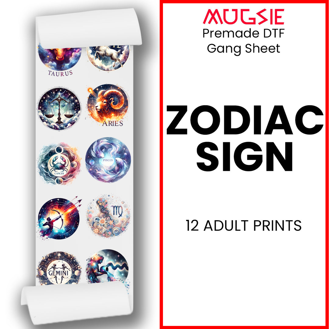 Astrology Zodiac Signs Direct-to-Film DTF Transfer Gang Sheets - 22x60