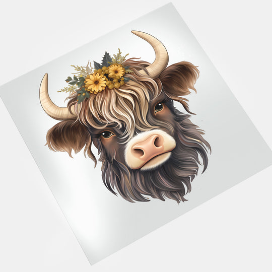 Cow Lovers | Highland Cow Flower Tiara - DTF Transfer - Direct-to-Film