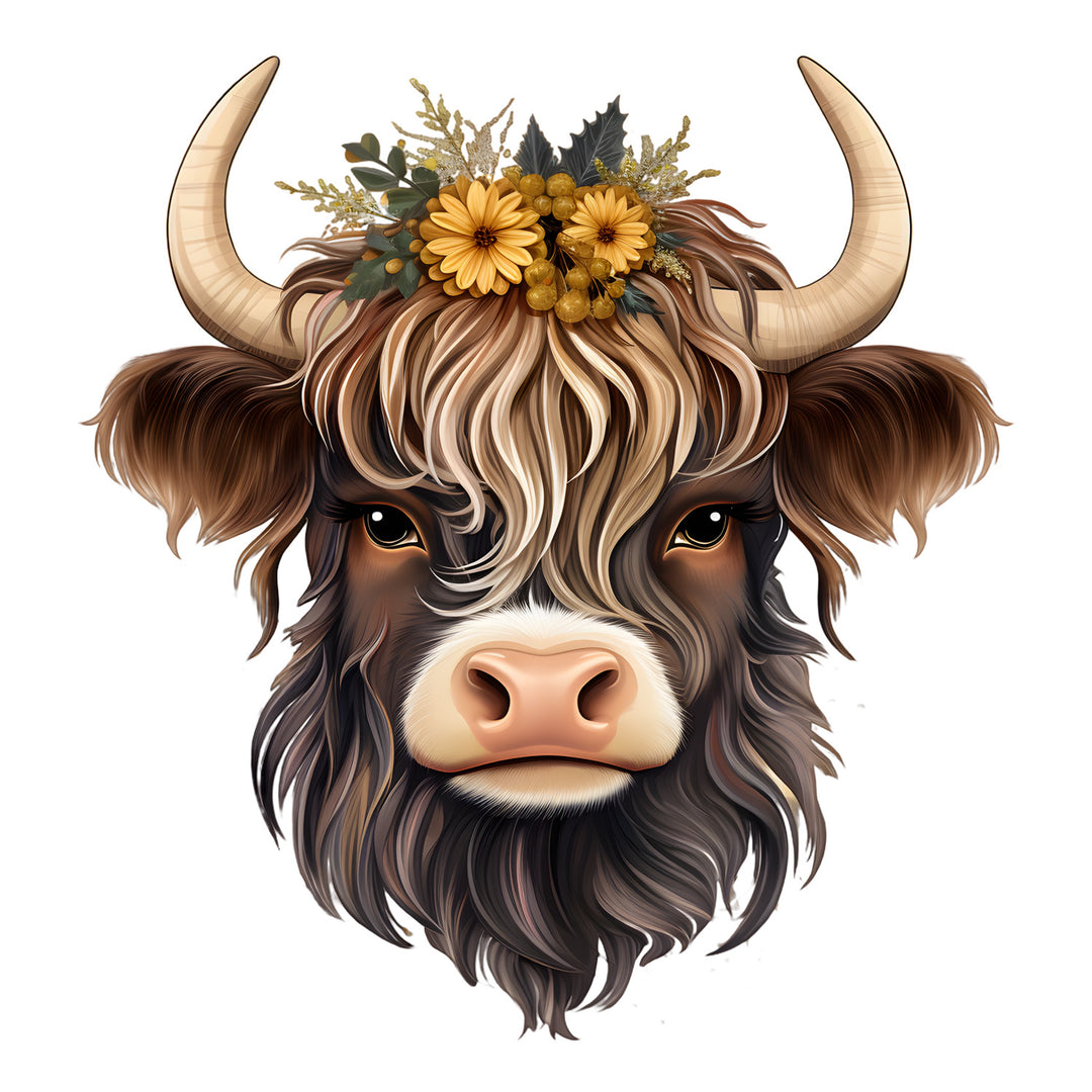 Cow Lovers | Highland Cow Flower Tiara - DTF Transfer - Direct-to-Film