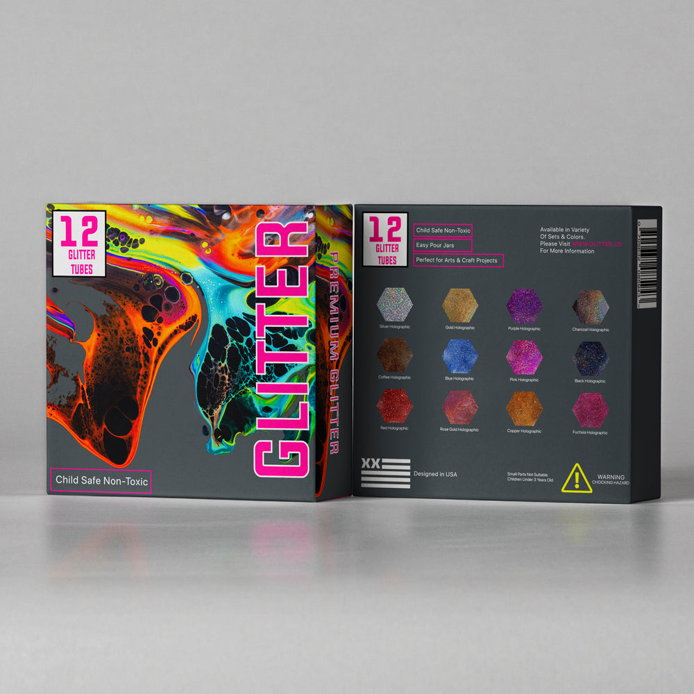Assorted Ultra Sparkle Glitter Tubes - 12-Pack, Color Mix Set 1