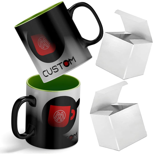 Color Changing Custom Mugs - 15oz Ceramic Coffee Mug with Gift Box - Full Color Print.
