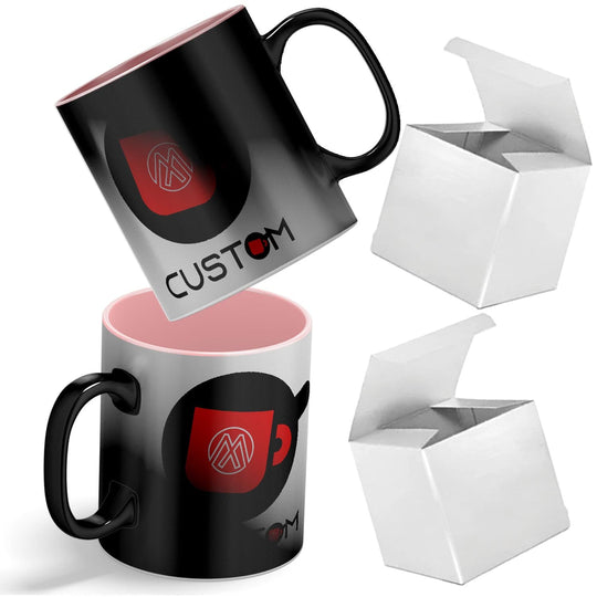 Personalized Color Changing Ceramic Coffee Mug - 11oz Custom Mugs with Gift Box - Full Color Print.