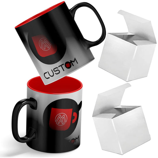Color Changing Custom Mugs - 15oz Ceramic Coffee Mug with Gift Box - Full Color Print.