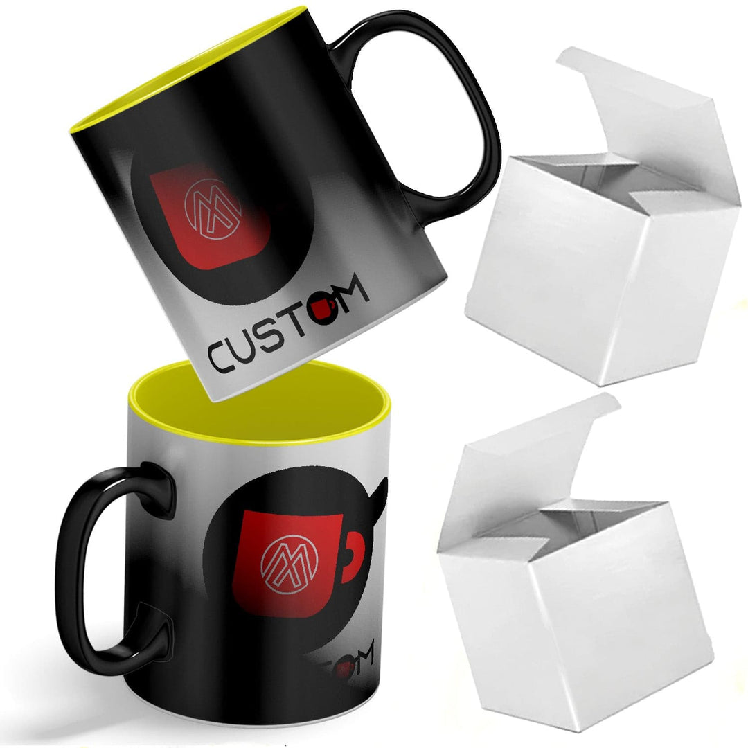Personalized Color Changing Ceramic Coffee Mug - 11oz Custom Mugs with Gift Box - Full Color Print.
