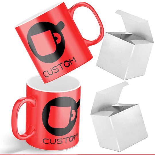Vibrant Neon Ceramic Coffee Mug - 11oz Custom Mugs with Gift Box - Full Color Print.