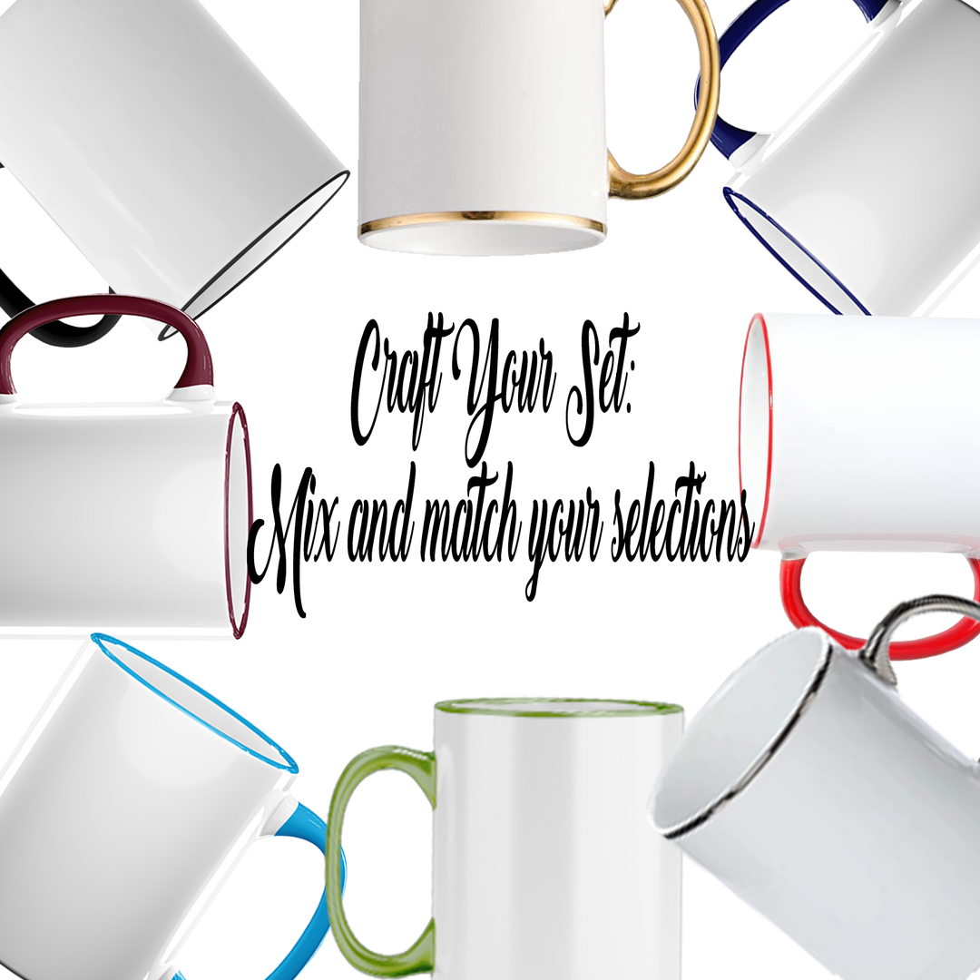 Create Your Own Bundle: Mix and Match 11oz Rim and Handle Sublimation Mugs - 12-Pack Bundle