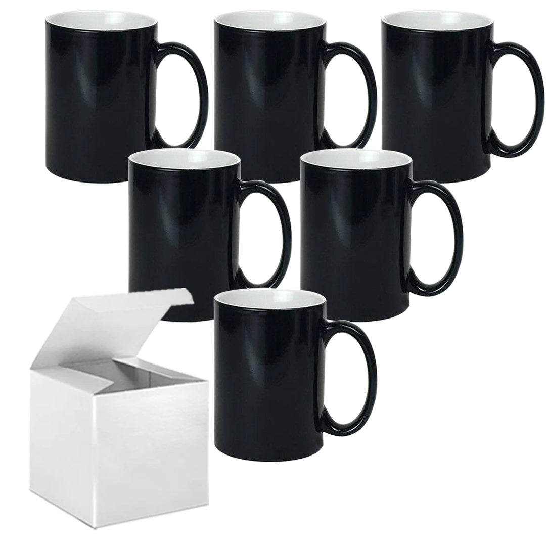 6-Pack of 15oz El Grande Color Changing Sublimation Ceramic Mugs - Includes Foam Support Mug Shipping Boxes