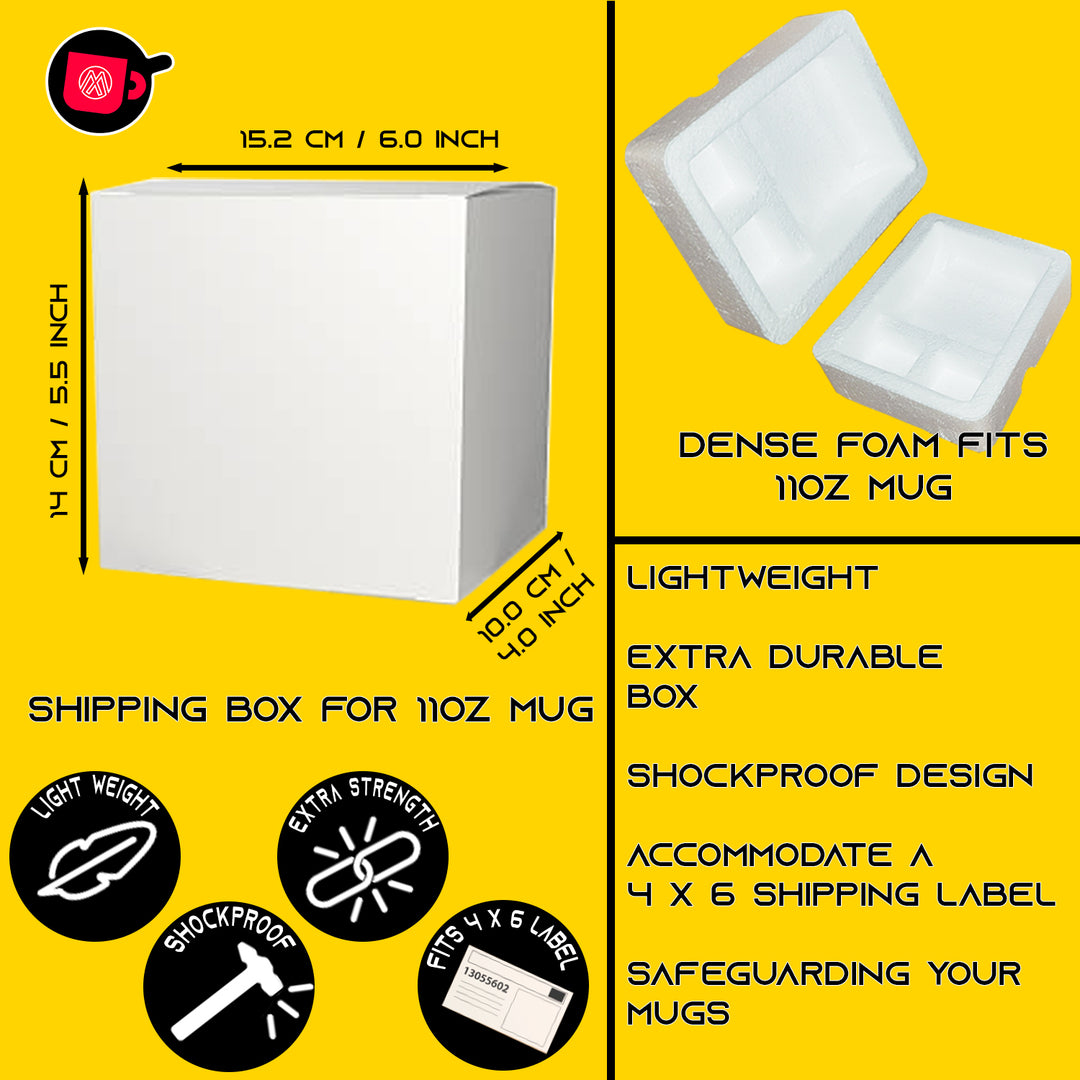 Bulk Pack of 45 Mug Shipping Boxes for 11oz Mugs with Shockproof Packaging and Foam Supports