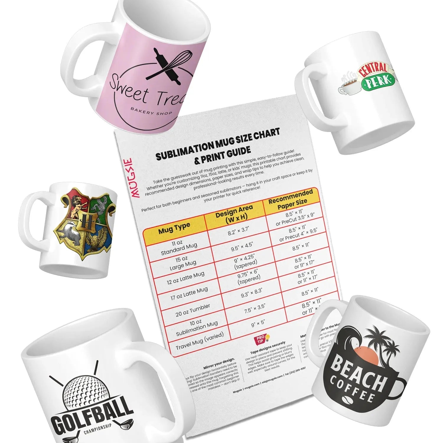 Free Sublimation Mug Size Chart & Print Guide Mugsie