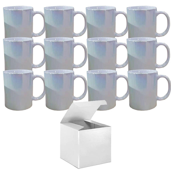 12-Pack 11 oz Pearl Iridescent Sublimation Mugs - Professional Grade -  Included White Gift Box