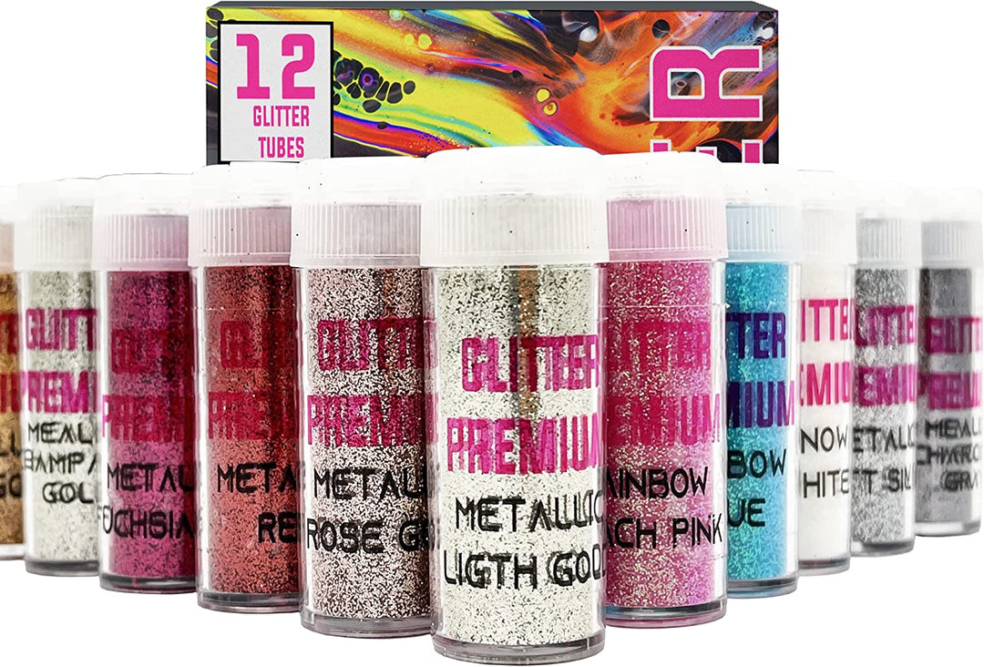12-Piece Ultra Sparkle Glitter Tubes - Color Mix Set