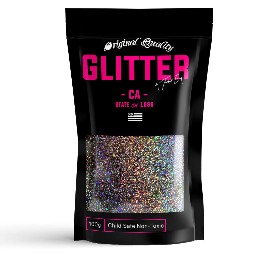 Charcoal Holographic glitter  Powder