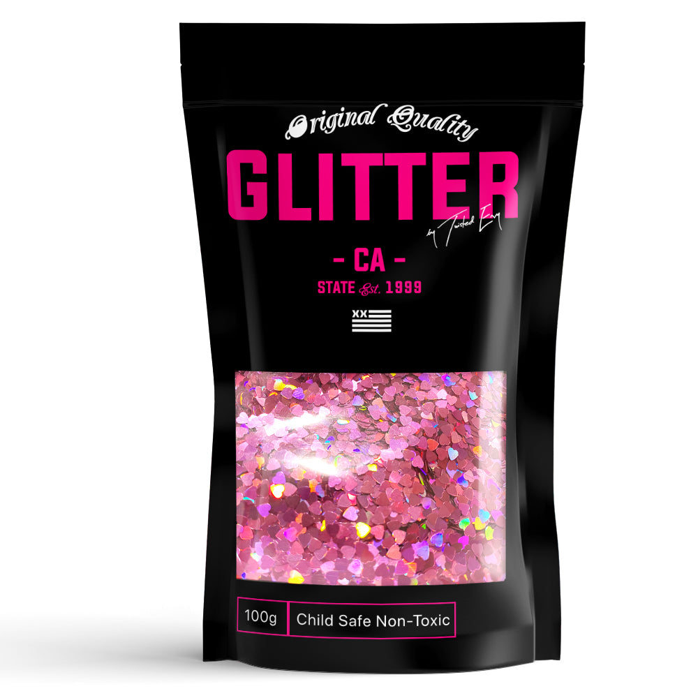 Heart Shape Pink 3mm Ultra Reflective Glitter