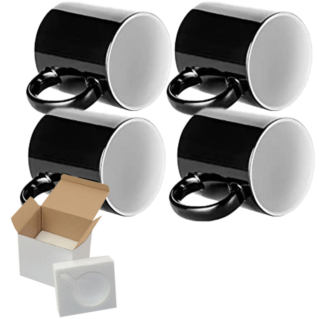 El Grande Color Changing Sublimation Mugs - 4-Pack (15oz) | Included Foam Support Mug Shipping Boxes.