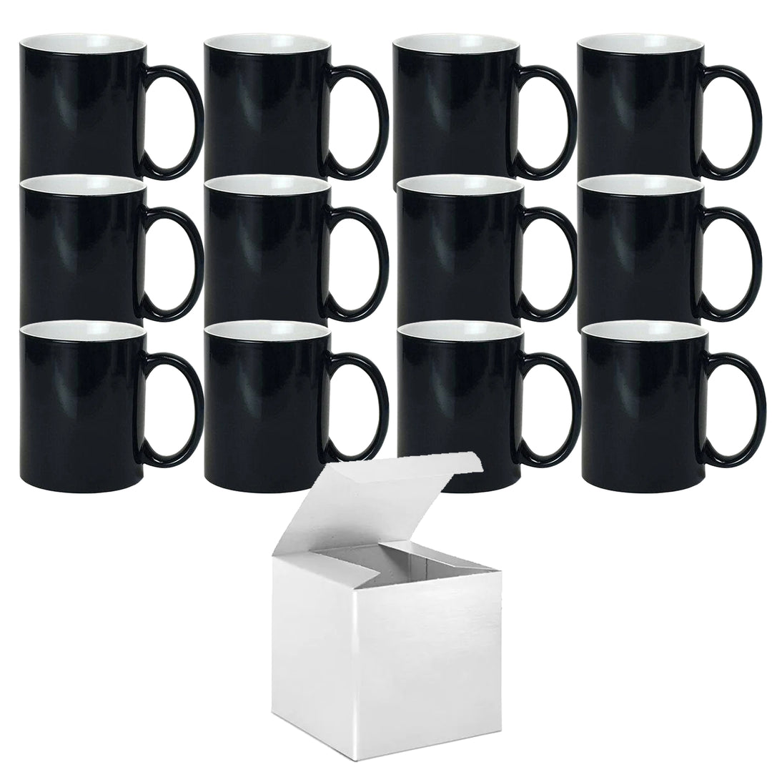 12-Pack Mug Sublimation Blanks - 11oz Color Changing Mugs with Included White Mug Gift Boxes.