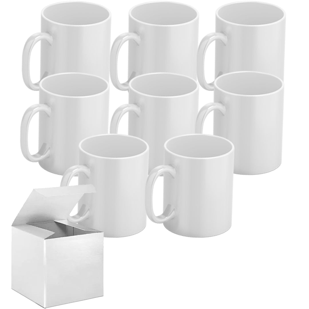 8 Pcs 15OZ El Grande White Sublimation Mugs - Includes Mug Gift Boxes.