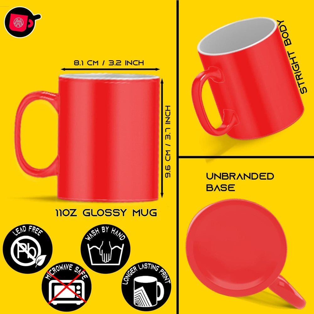 6-Pack of 11oz Red Fluorescent Neon Sublimation Mugs with Foam Support and Shipping Boxes.