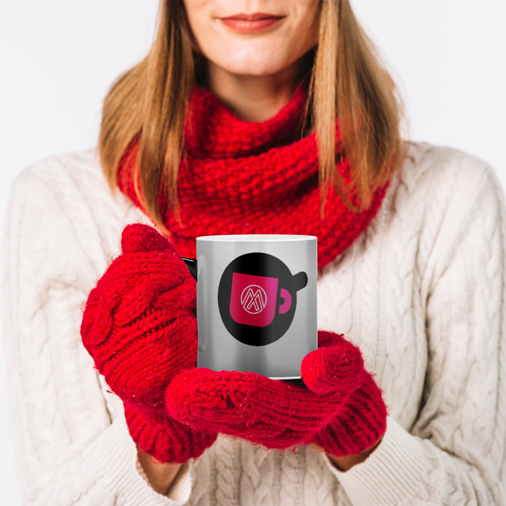 Woman in Scarf Holding Sublimation Color-Changing Mug