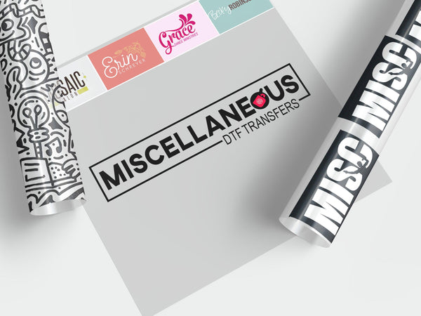 Miscellaneous Ready-to-Press DTF Transfer Designs Collection for Custom Apparel, Bags, and Accessories