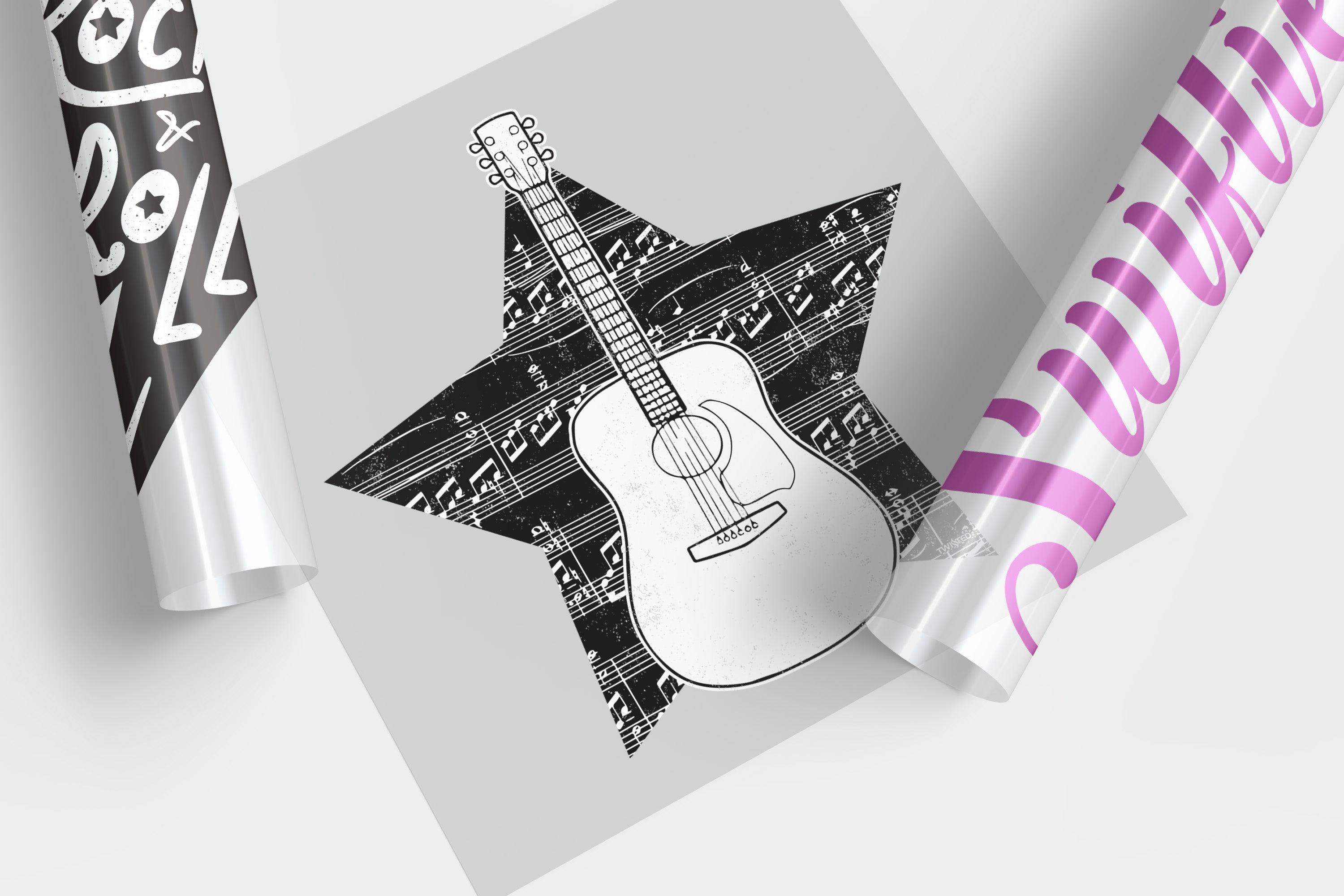 Music-themed ready-to-press DTF transfer designs for custom apparel.