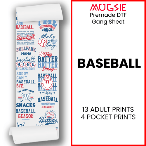 Baseball Direct-to-Film DTF Transfer Gang Sheets - 22x60 - Mugsie