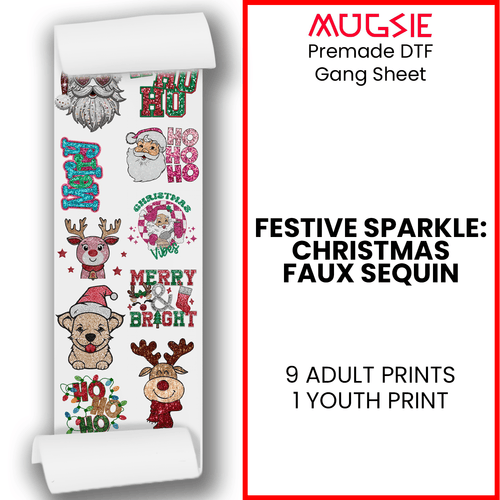 Festive Sparkle: Christmas Faux Sequin DTF Gang Sheets - 22x60