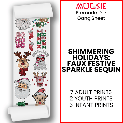 Shimmering Holidays: Faux Festive Sparkle Sequin DTF Gang Sheets (22x60)