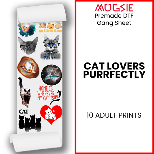 Cat Lovers DTF Gang Sheets (22x60) - Purrfectly Creative Crafting
