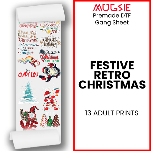 Festive Retro Christmas: DTF (Direct-to-Film) Gang Sheets - 22x60 - Christmas Transfer Prints