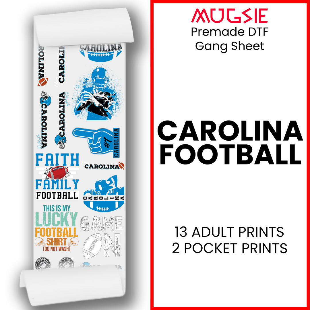 Carolina Football DTF Transfer 22x60 Direct-to-Film Gang Sheets