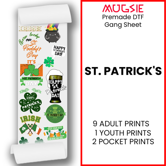 St. Patrick's Day DTF Transfer 22x60 Direct-to-Film Gang Sheets