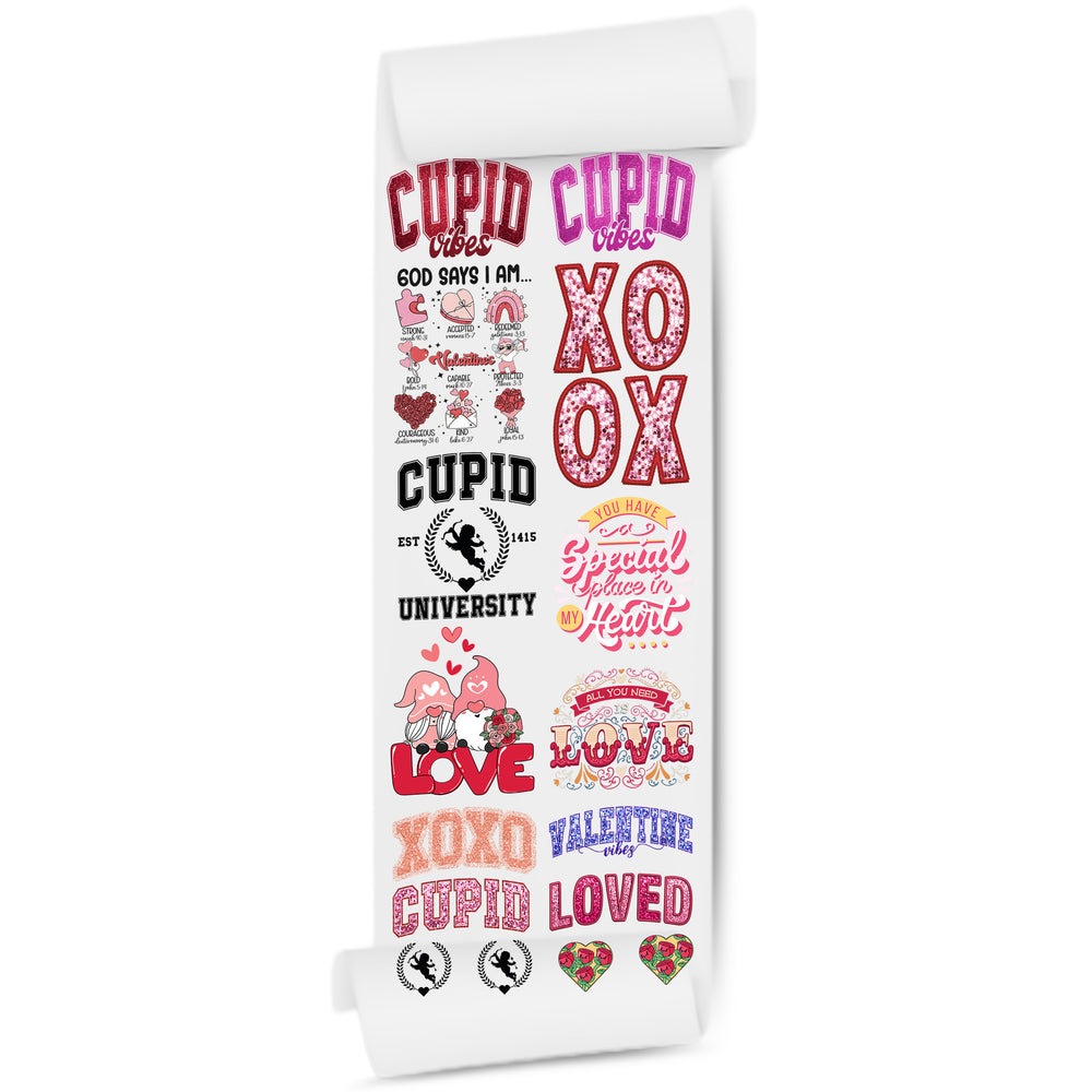 Valentine's Cupid Vibes DTF Transfer 22x60 Direct-to-Film Gang Sheets
