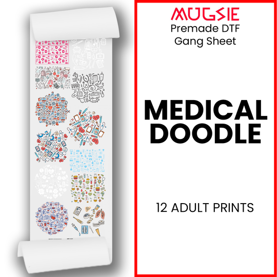 Medical Doodle Direct-to-Film DTF Transfer Gang Sheets - 22x60