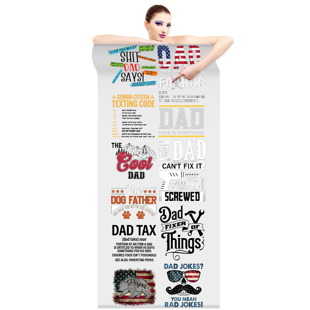 The Cool Dad Father's Day Direct-to-Film DTF Transfer Gang Sheets - 22x60