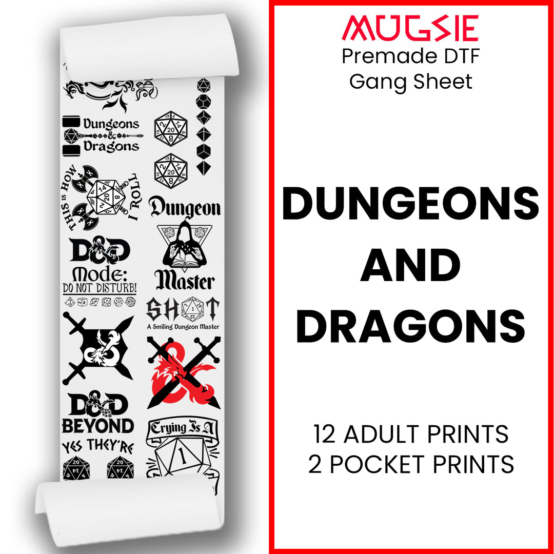 Dungeons And Dragons DTF Transfer Gang Sheets - 22x60 Direct-to-Film