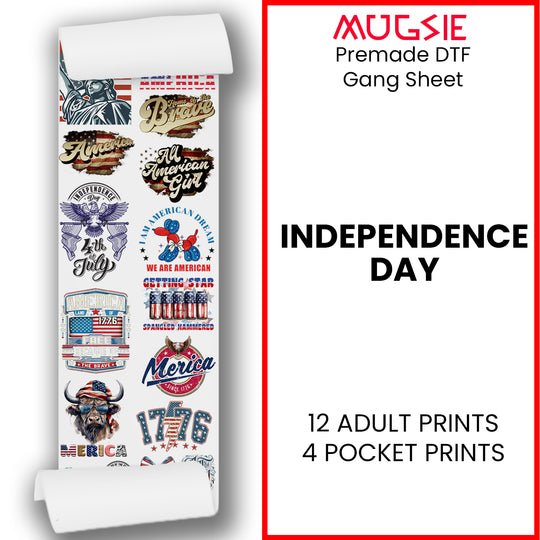 Independence Day DTF Transfer Gang Sheets - 22x60 Direct-to-Film