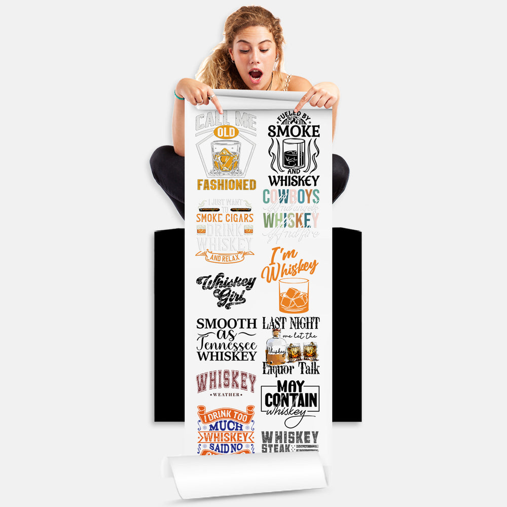 Whiskey Lover DTF Transfer Gang Sheets - 22x60 Direct-to-Film