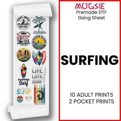 Surfing DTF Transfer Gang Sheets - 22x60 Direct-to-Film