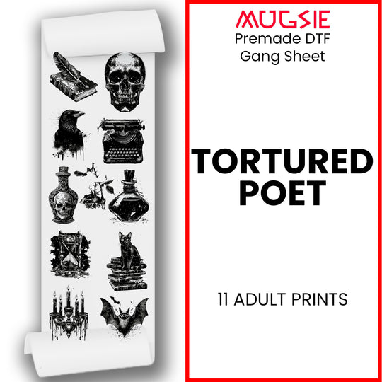 Tortured Poet DTF Transfer Gang Sheets - 22x60 Direct-to-Film