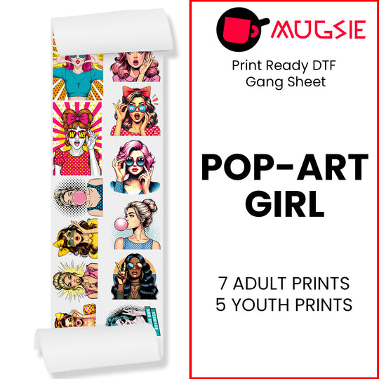 Pop-Art Girl DTF Transfer Gang Sheets - 22x60 Direct-to-Film