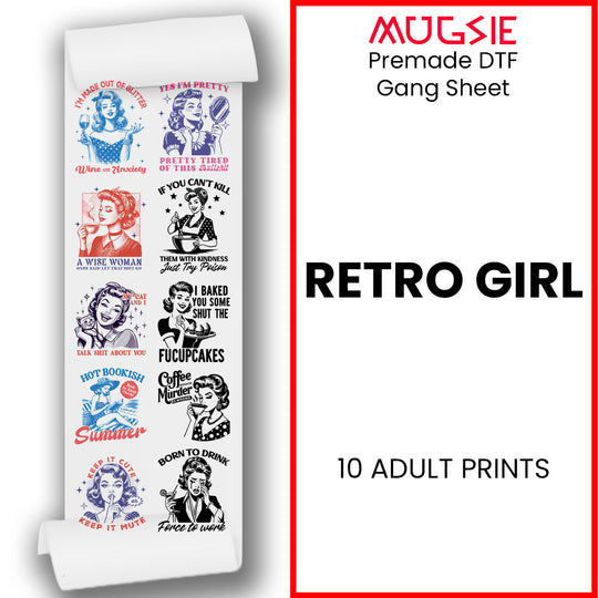 Retro Girl DTF Transfer Gang Sheets - 22x60 Direct-to-Film