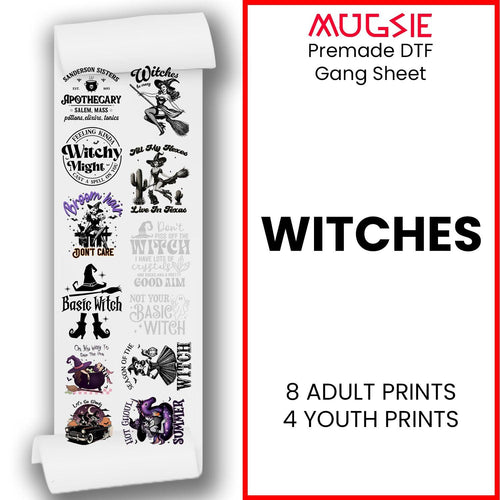 Witches DTF Transfer Gang Sheets - 22x60 Direct-to-Film