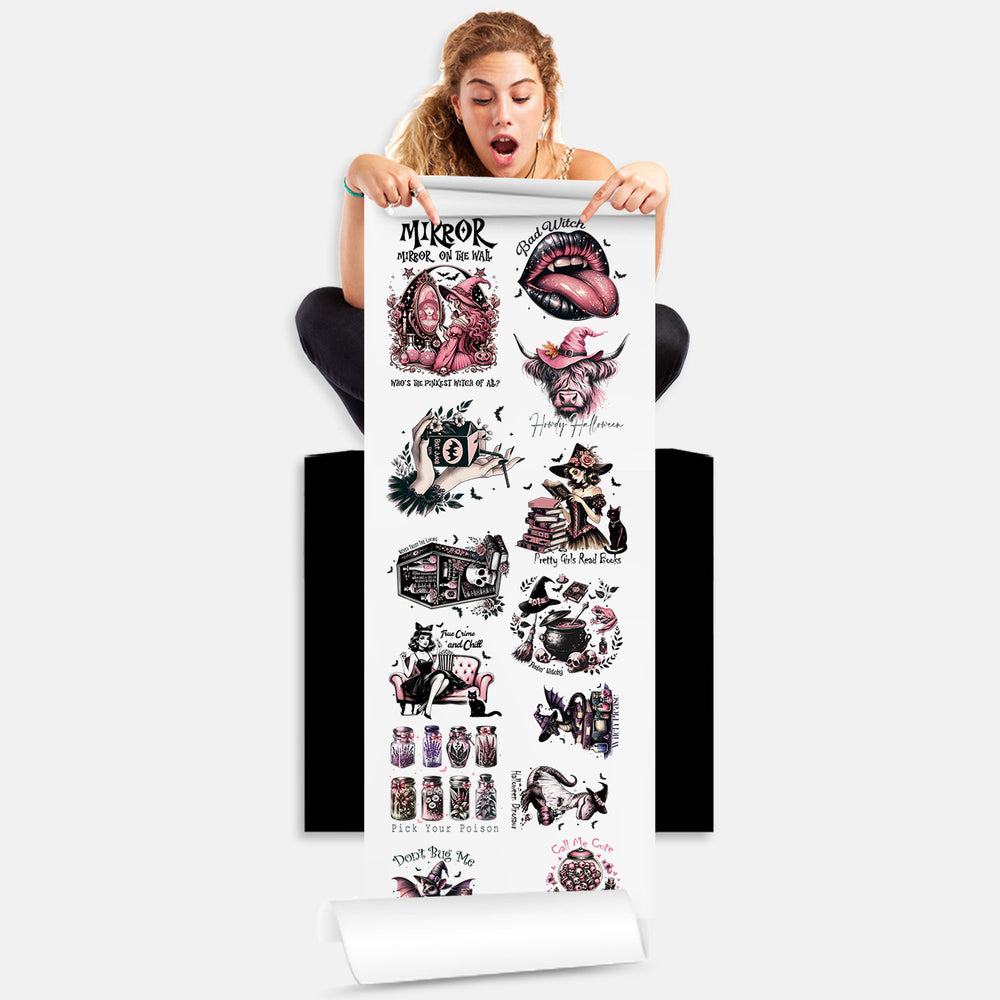 Gothic Pink Halloween DTF Transfer Gang Sheets - 22x60 Direct-to-Film