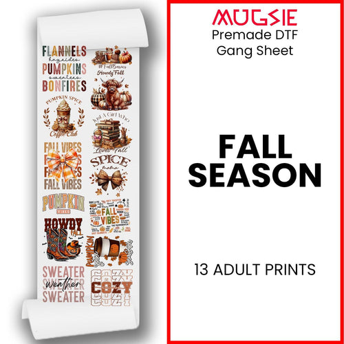 Fall Season DTF Transfer Gang Sheets - 22x60 Direct-to-Film